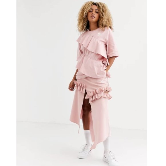 adidas Originals x J KOO Pink Trefoil Ruffle Skirt - Picture 3 of 7